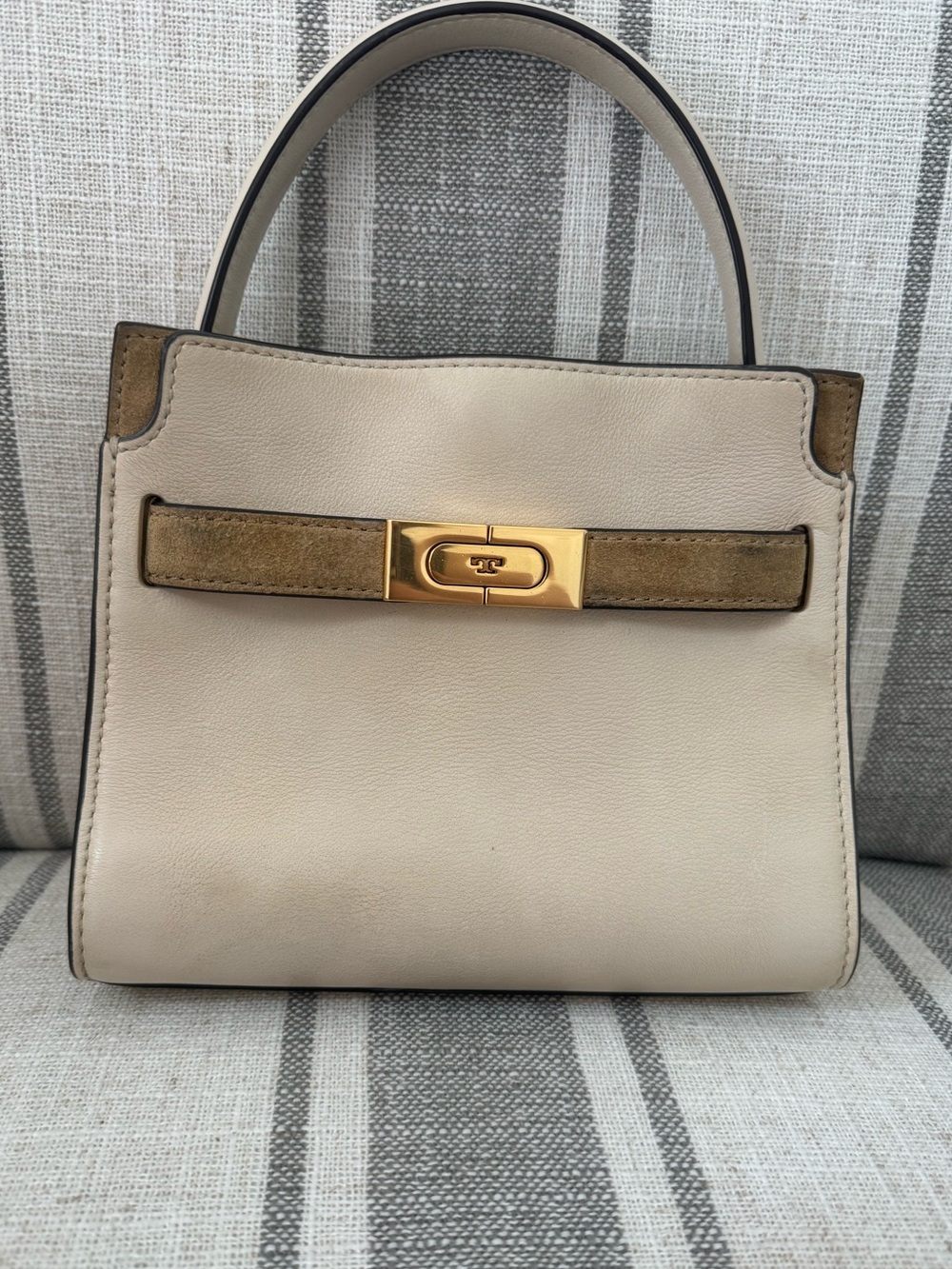 Tory Burch Cream petite Lee Radziwill double bag